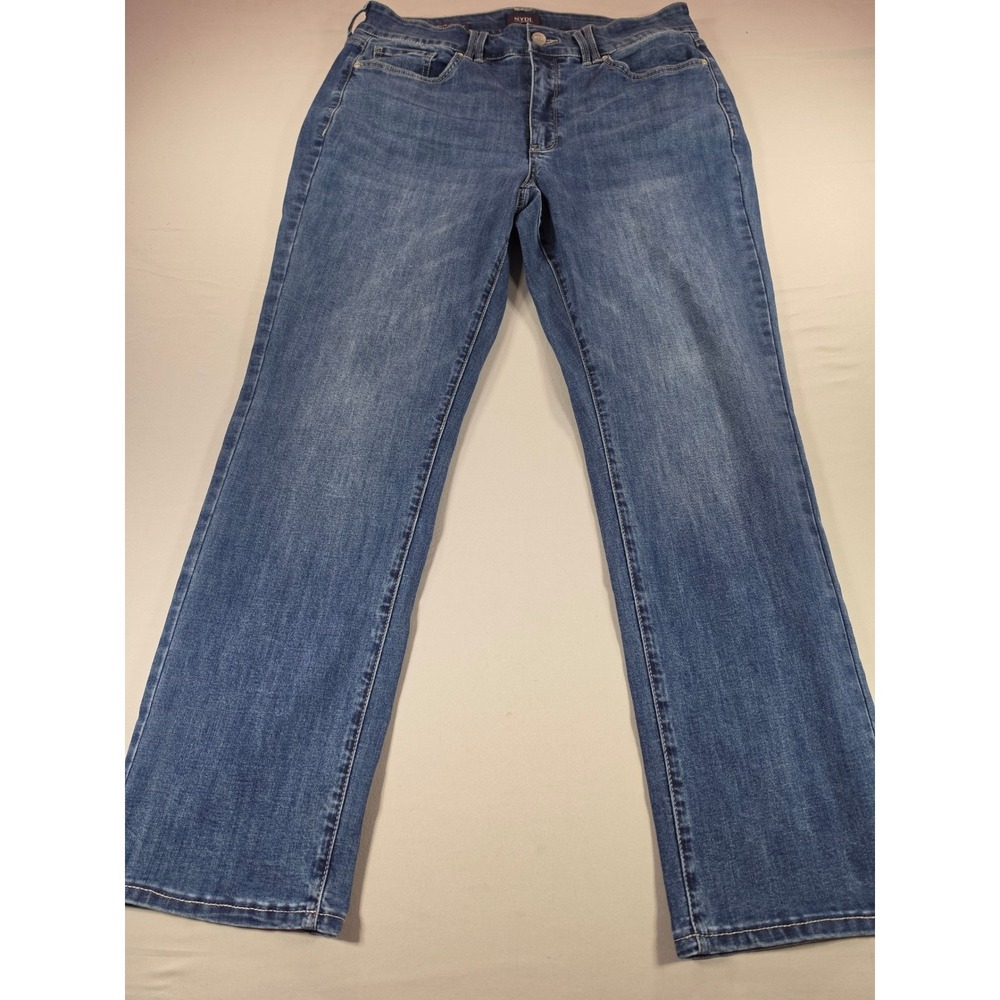 NYDJ Marilyn Straight Leg Jeans Womens 14W Medium Wash Cool Embrace Lift Tuck